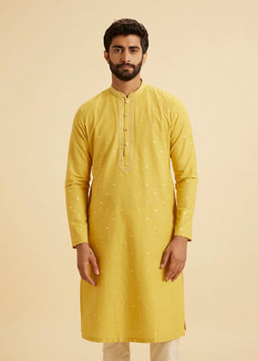 Manyavar Men Radiant Mustard Kurta Pajama Set