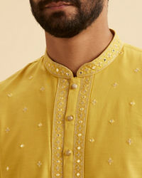 Manyavar Men Radiant Mustard Kurta Pajama Set