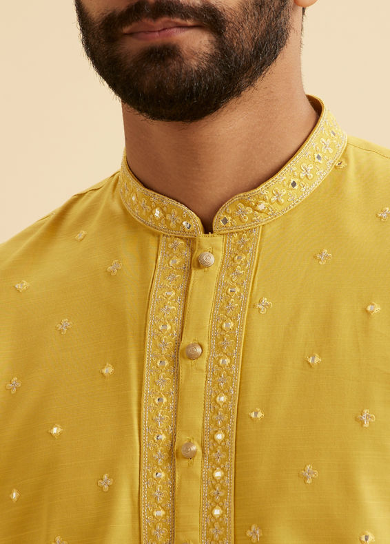 Manyavar Men Radiant Mustard Kurta Pajama Set