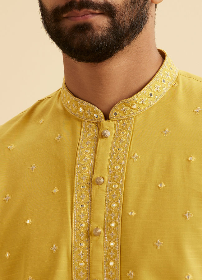 Manyavar Men Radiant Mustard Kurta Pajama Set