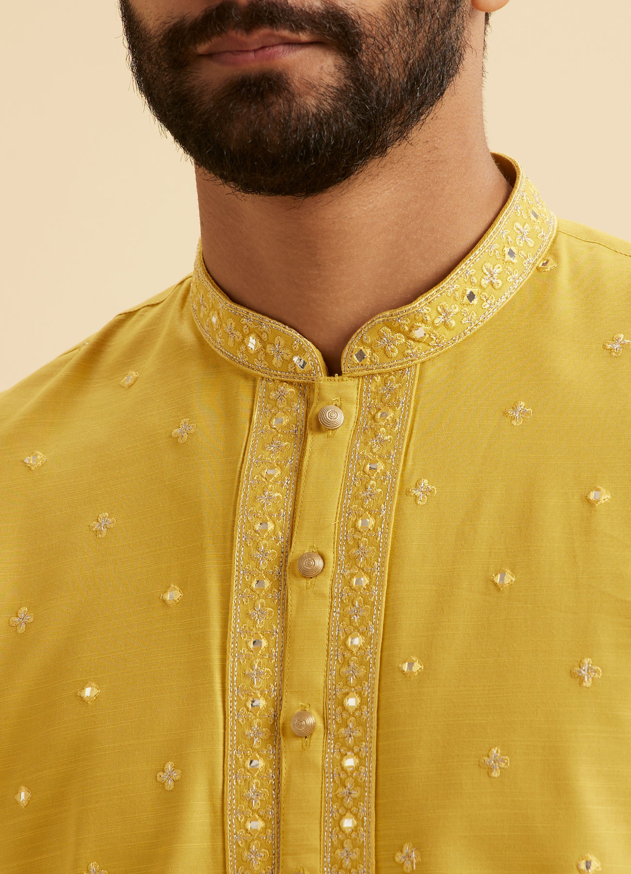 Manyavar Men Radiant Mustard Kurta Pajama Set
