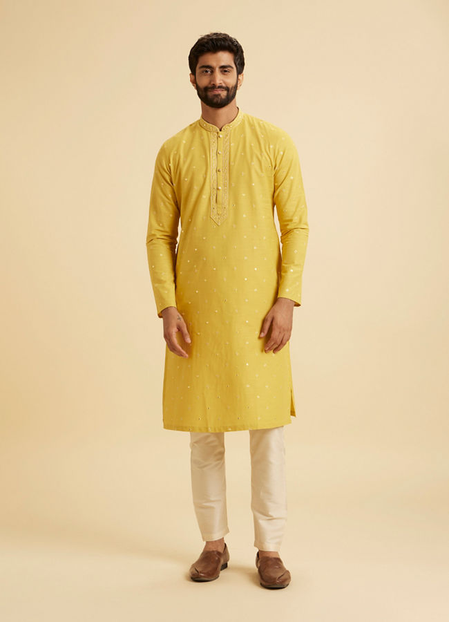Manyavar Men Radiant Mustard Kurta Pajama Set