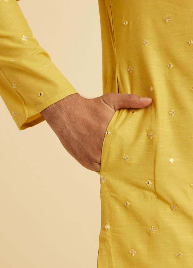 Manyavar Men Radiant Mustard Kurta Pajama Set