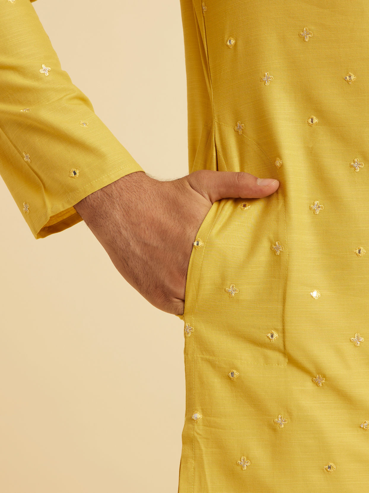 Manyavar Men Radiant Mustard Kurta Pajama Set