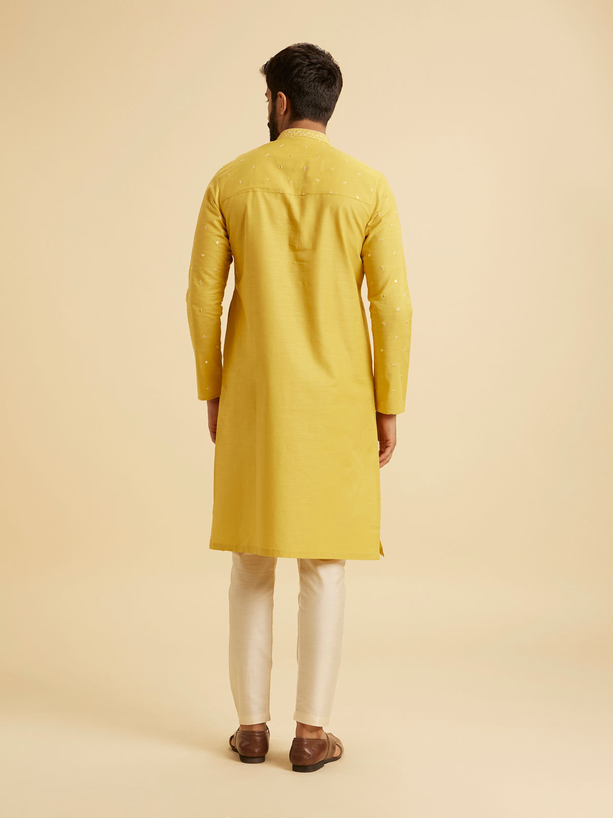 Manyavar Men Radiant Mustard Kurta Pajama Set