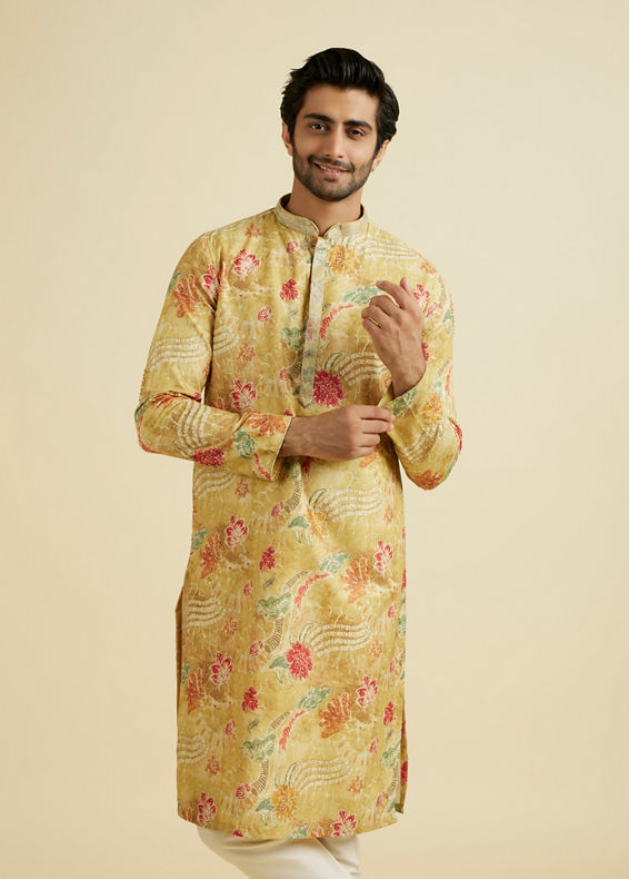 Manyavar Men Sun-Kissed Yellow Festive Kurta Pajama