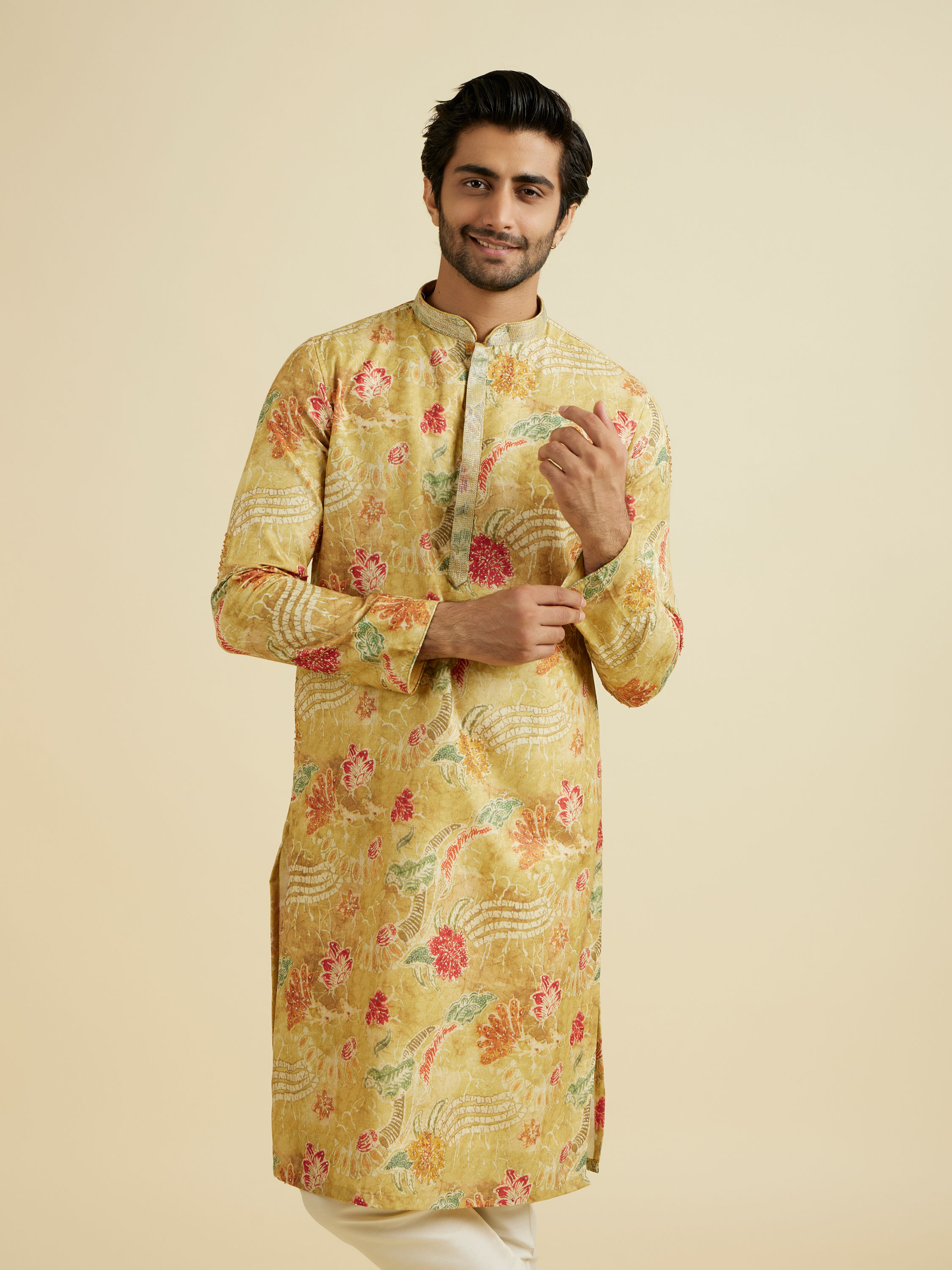 Manyavar Men Sun-Kissed Yellow Festive Kurta Pajama