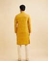 Manyavar Men Mustard Yellow Striped Kurta Set with Patra Work