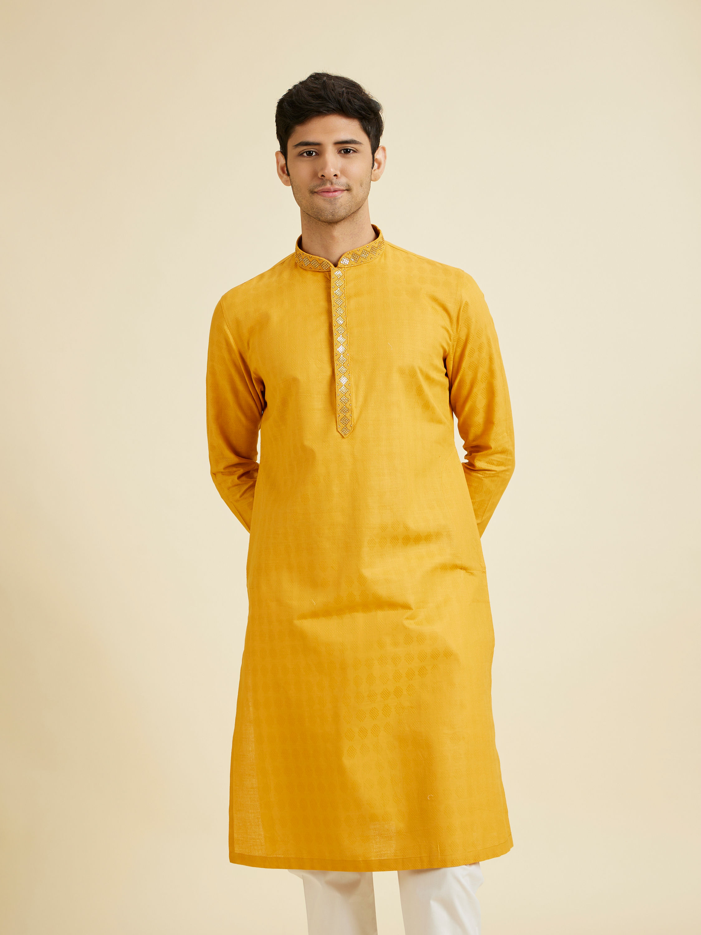 Manyavar Men Sunset Gold Delight Kurta Pajama