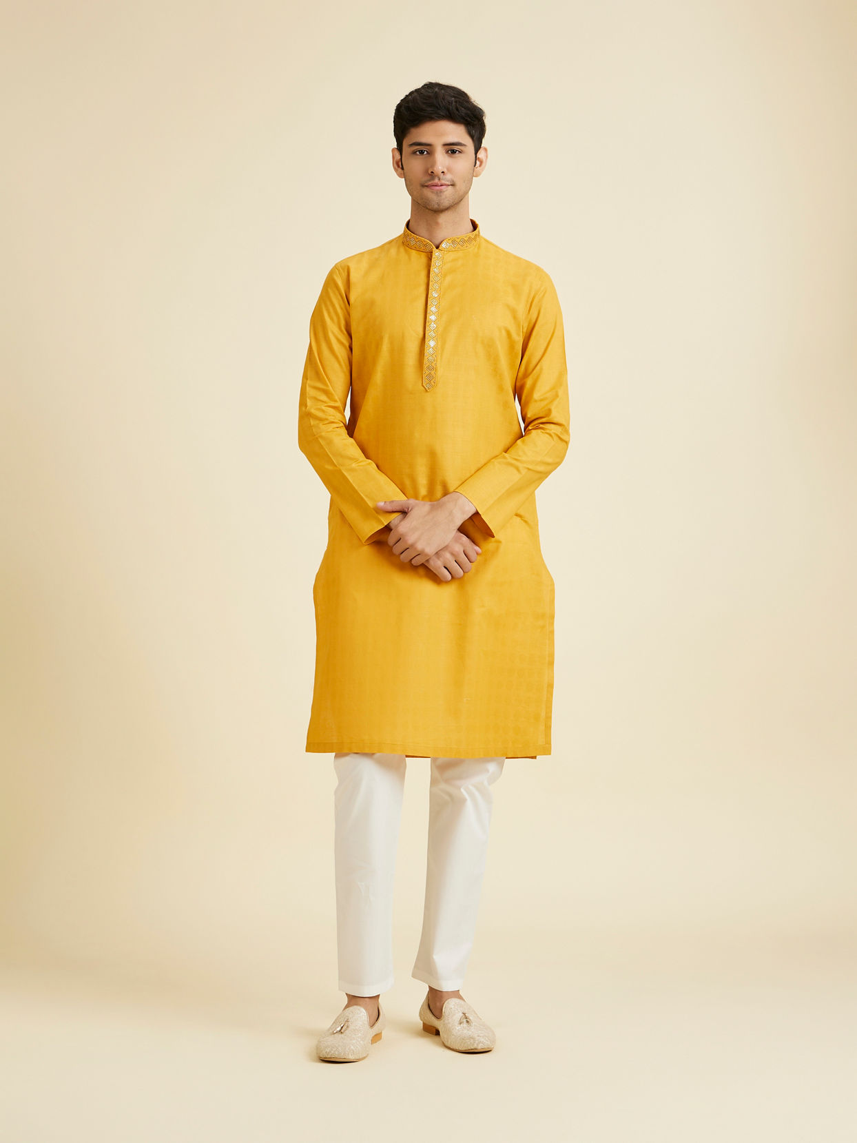 Manyavar Men Sunset Gold Delight Kurta Pajama