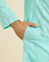Manyavar Men Aqua Green Cotton Elegance Kurta Pajama