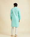Manyavar Men Aqua Green Cotton Elegance Kurta Pajama