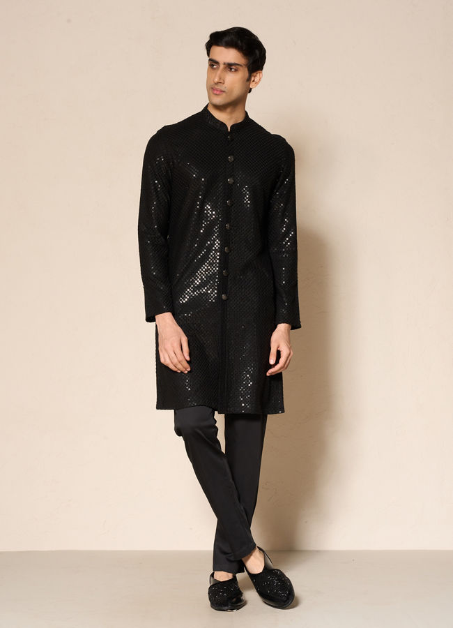 Manyavar Men Black Elegance Kurta Pajama