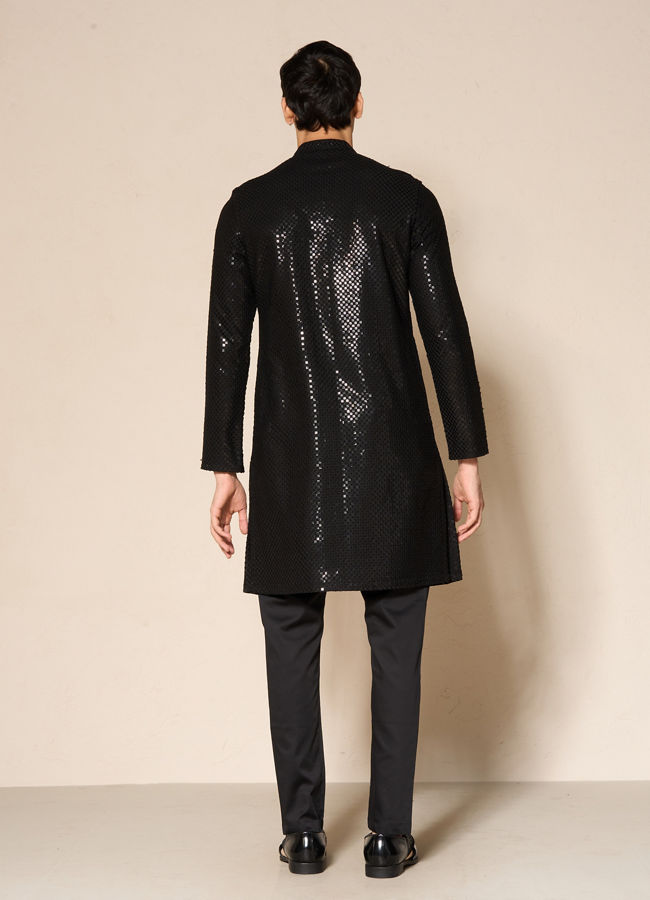 Manyavar Men Black Elegance Kurta Pajama
