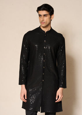 Manyavar Men Black Elegance Kurta Pajama