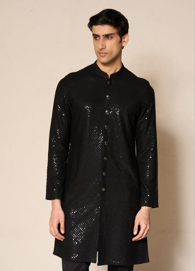 Manyavar Men Black Elegance Kurta Pajama