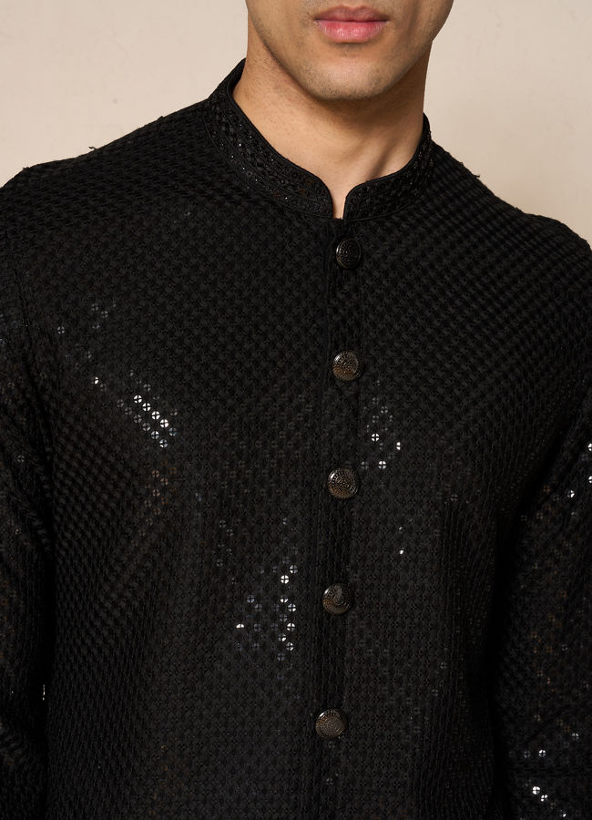 Manyavar Men Black Elegance Kurta Pajama