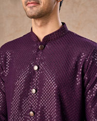 Manyavar Men Wine Viscose Kurta Pajama