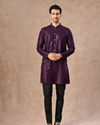 Manyavar Men Wine Viscose Kurta Pajama