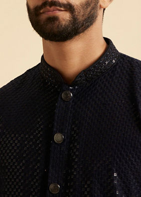 Manyavar Men Radiant Dark Blue Kurta Pajama