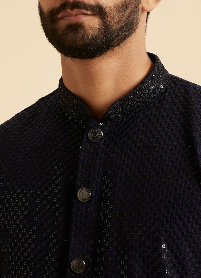 Manyavar Men Radiant Dark Blue Kurta Pajama