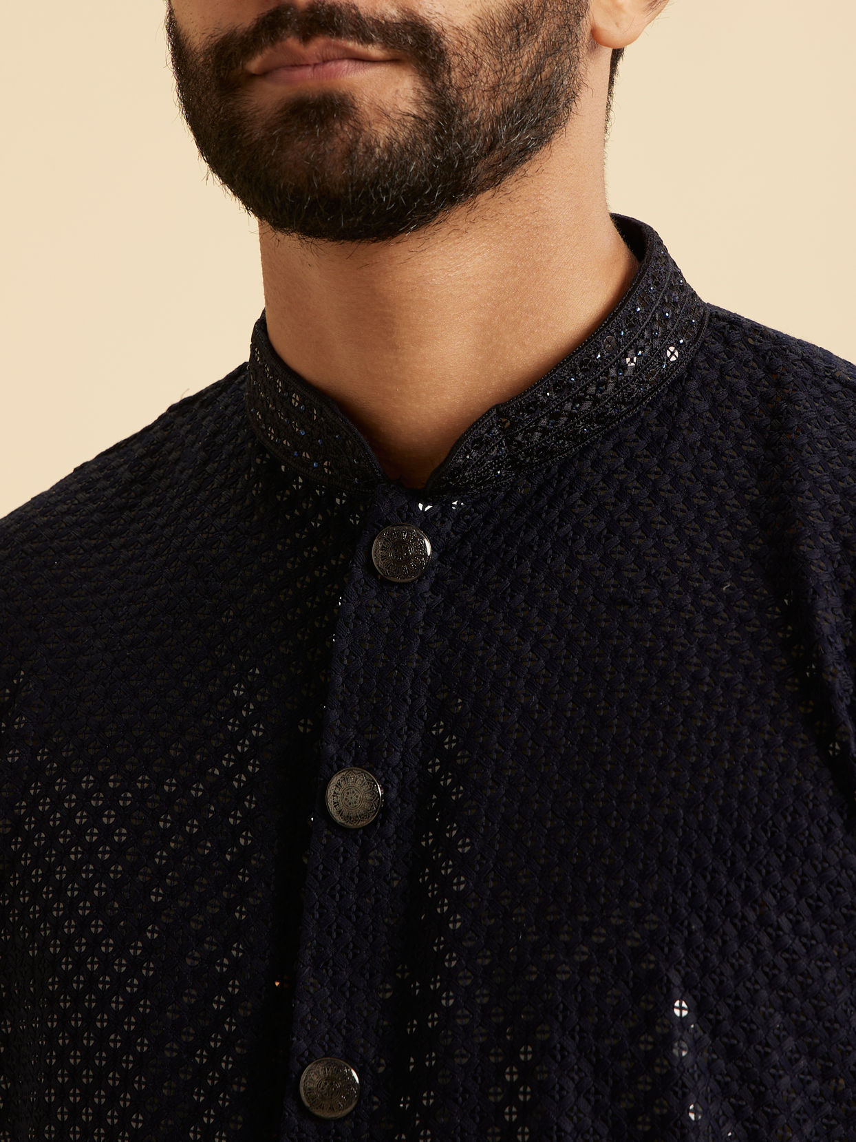 Manyavar Men Radiant Dark Blue Kurta Pajama