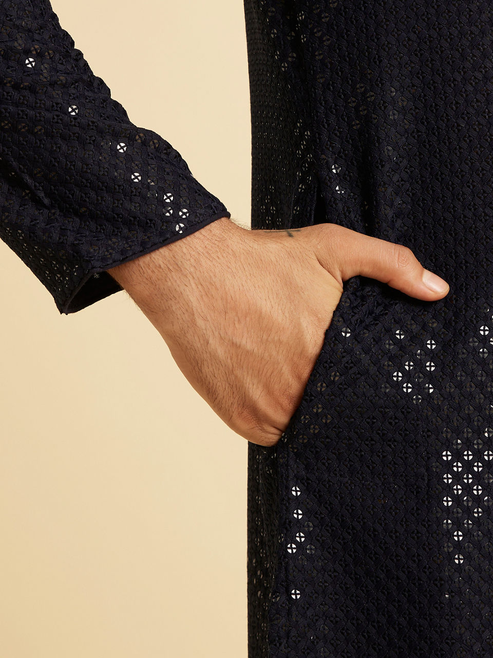 Manyavar Men Radiant Dark Blue Kurta Pajama