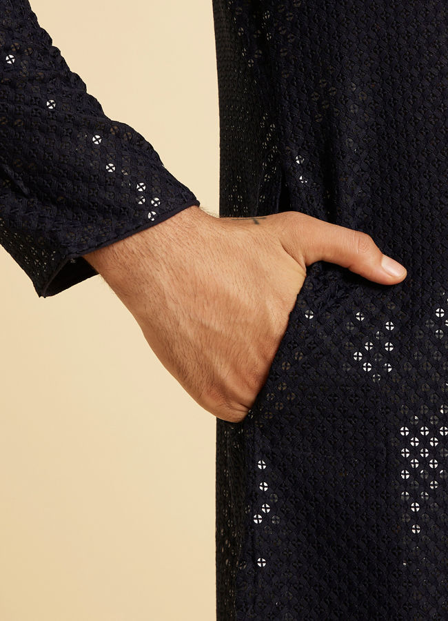 Manyavar Men Radiant Dark Blue Kurta Pajama