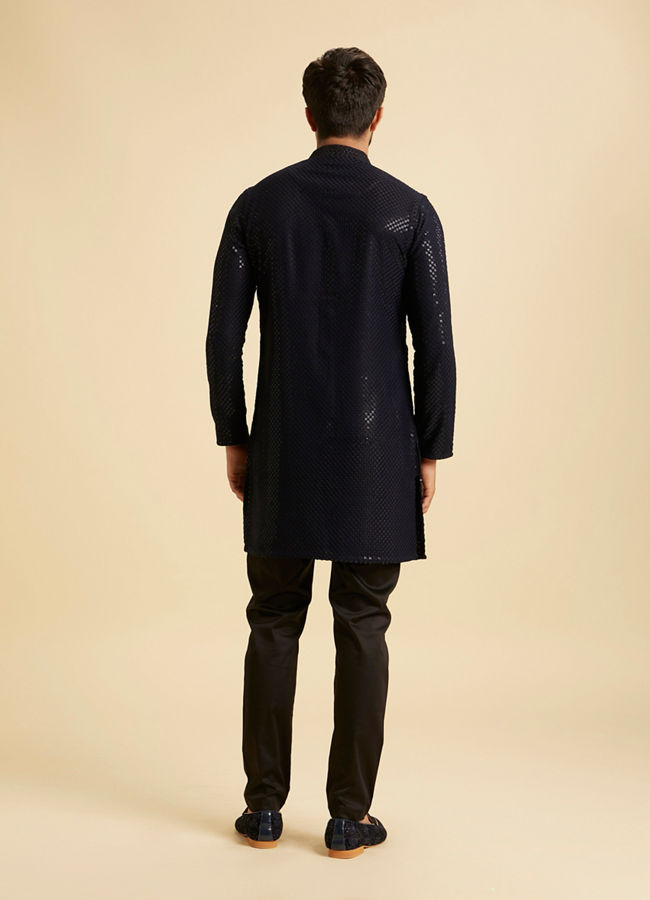Manyavar Men Radiant Dark Blue Kurta Pajama