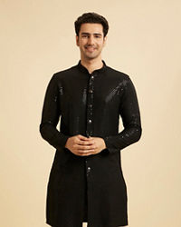 Manyavar Men Black Elegance Kurta Pajama