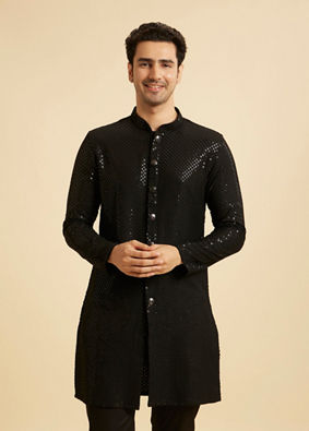 Manyavar Men Black Elegance Kurta Pajama
