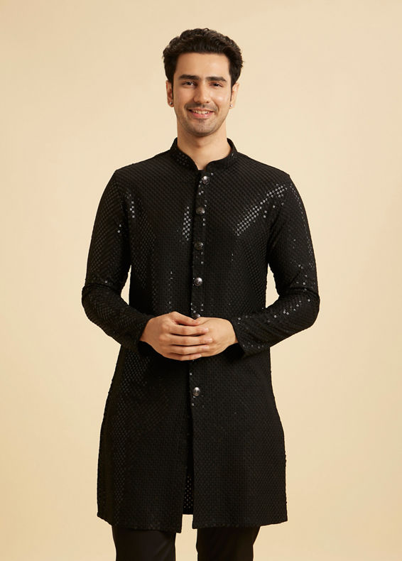 Manyavar Men Black Elegance Kurta Pajama