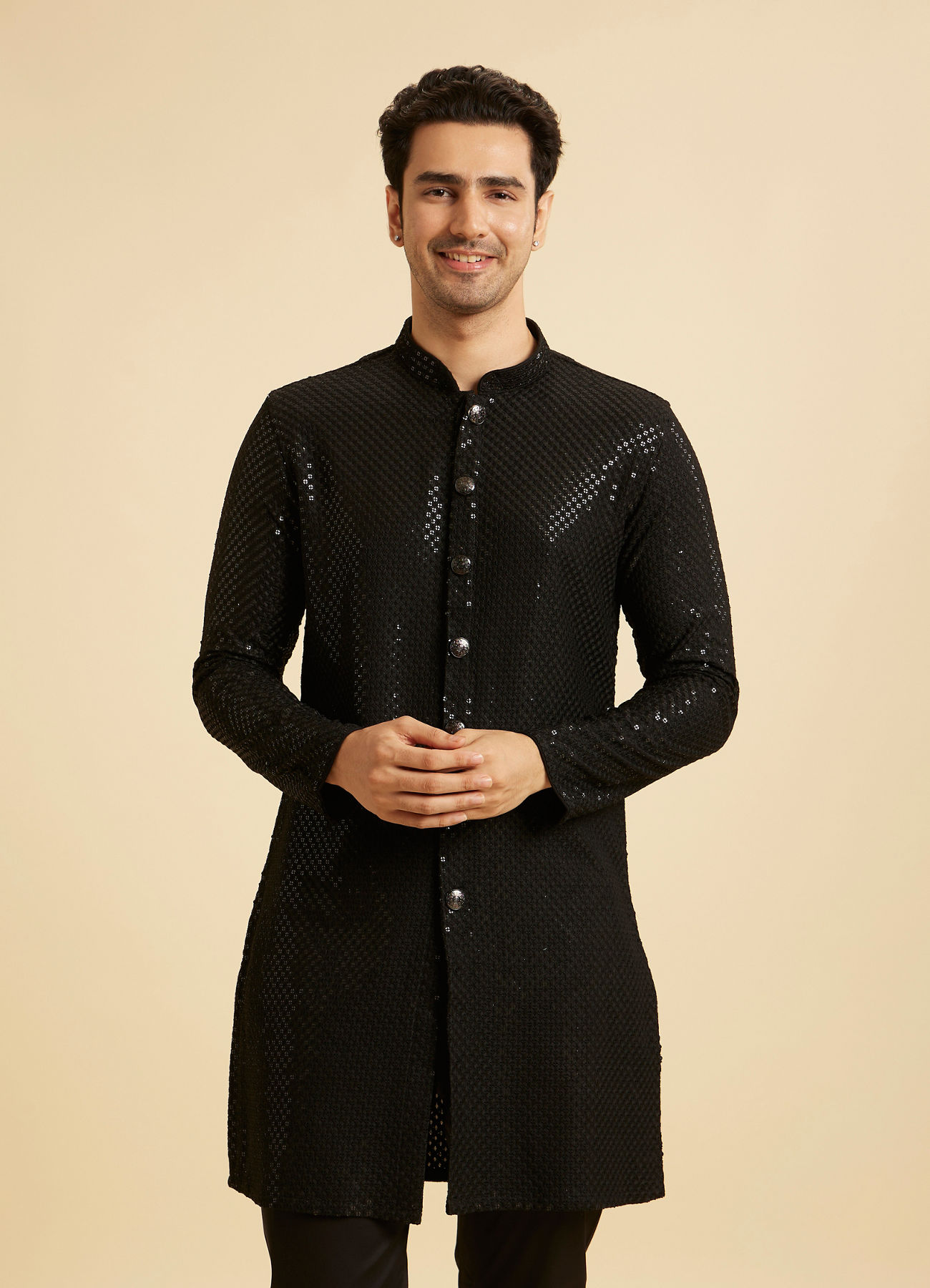 Manyavar Men Black Elegance Kurta Pajama