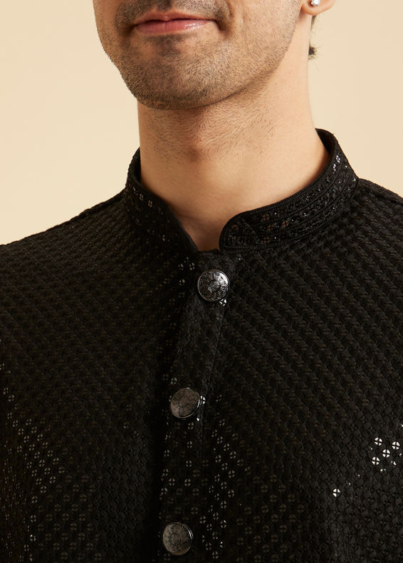 Manyavar Men Black Elegance Kurta Pajama