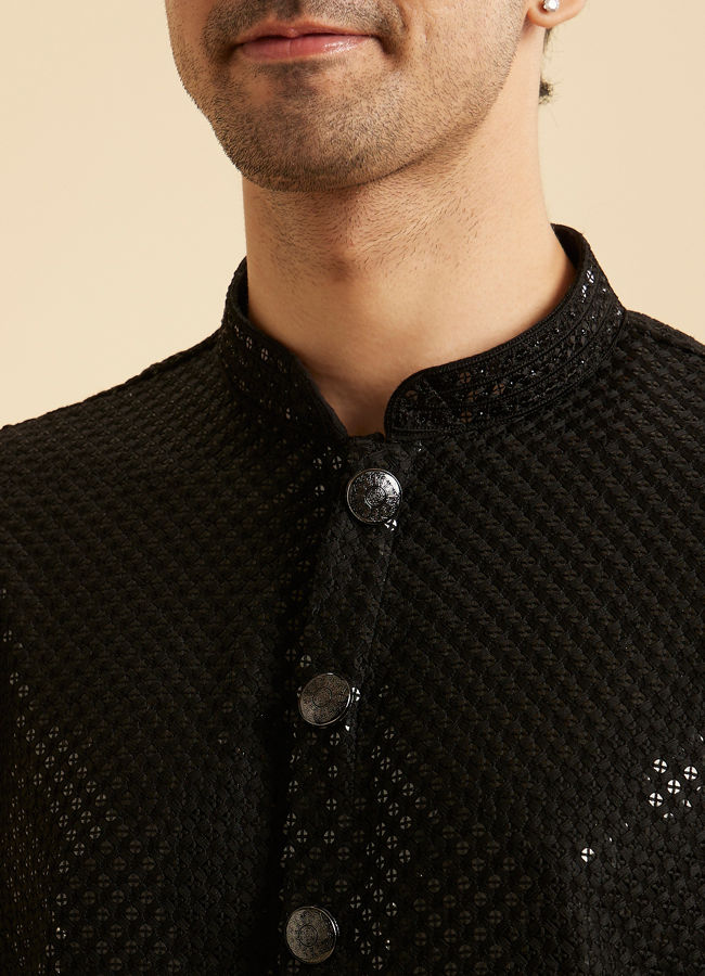 Manyavar Men Black Elegance Kurta Pajama