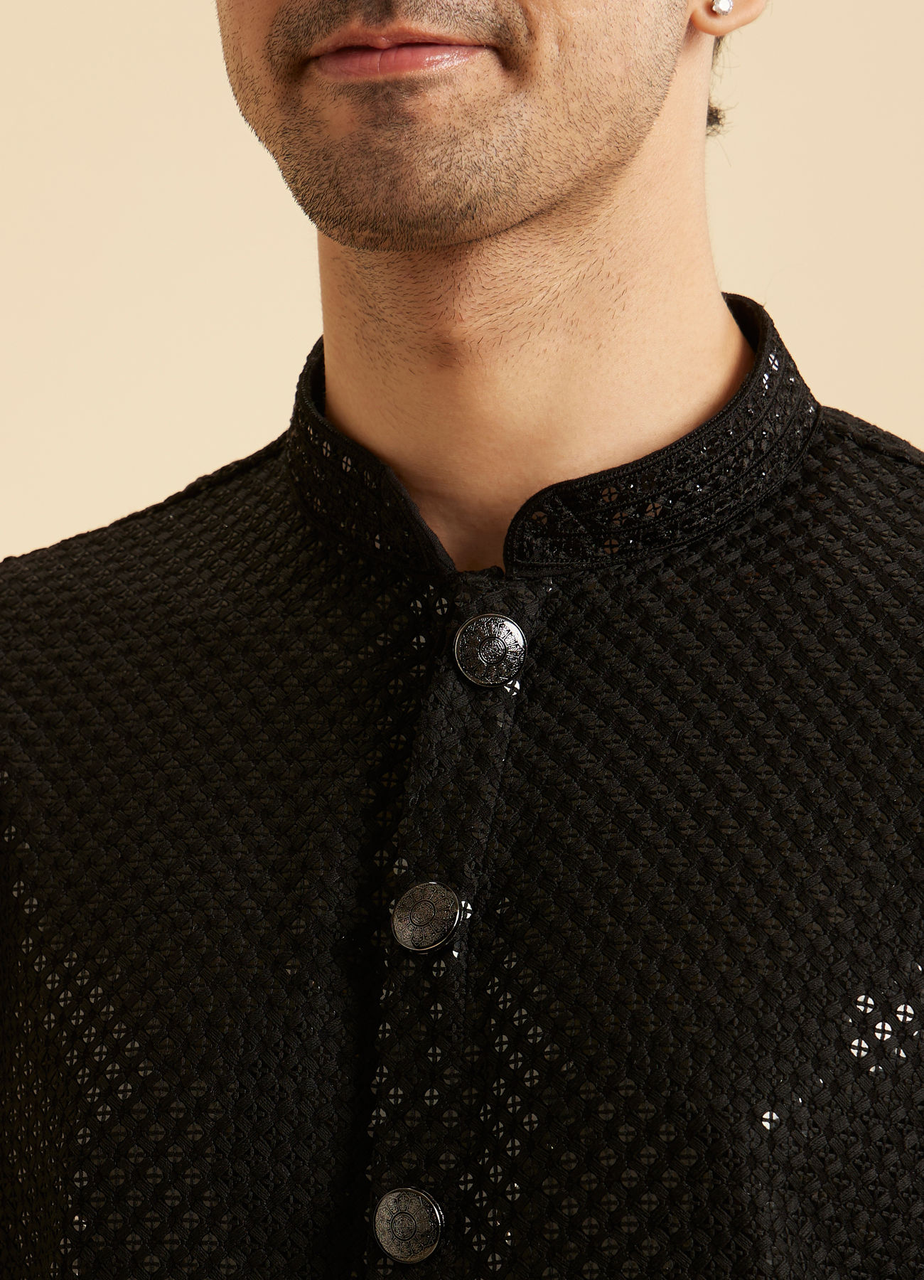 Manyavar Men Black Elegance Kurta Pajama