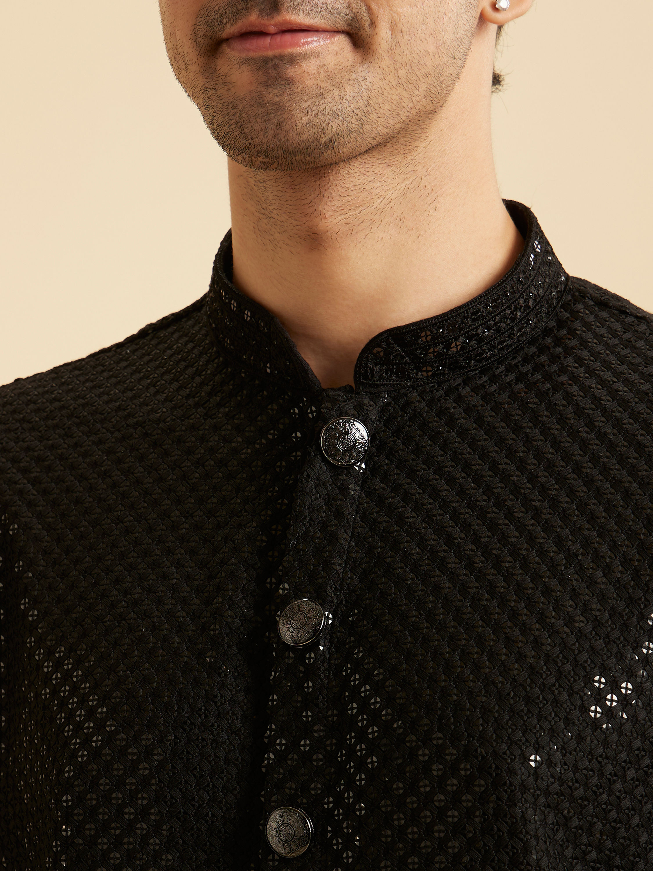 Manyavar Men Black Elegance Kurta Pajama