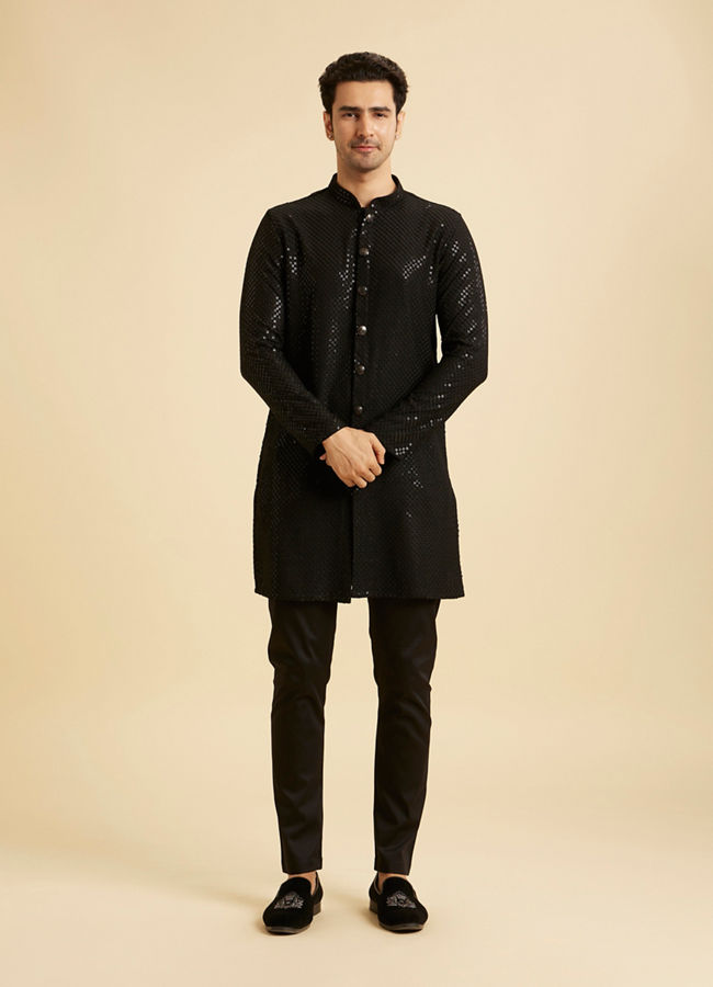 Manyavar Men Black Elegance Kurta Pajama