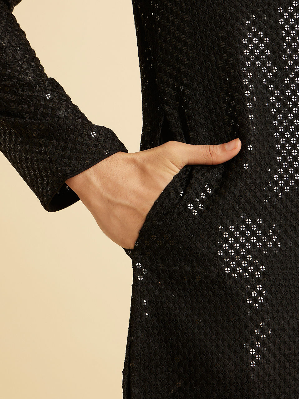 Manyavar Men Black Elegance Kurta Pajama