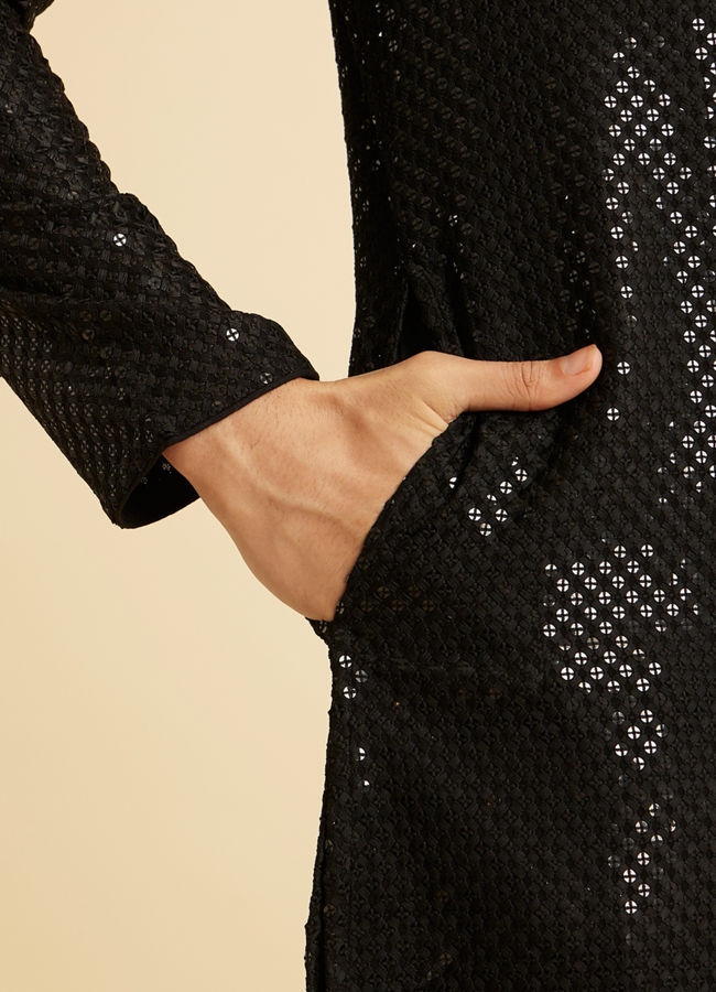 Manyavar Men Black Elegance Kurta Pajama