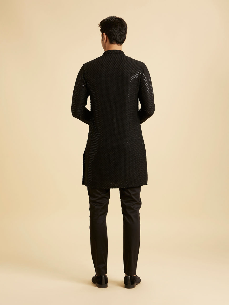 Manyavar Men Black Elegance Kurta Pajama