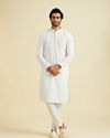 Manyavar Men Elegant White Cotton Kurta Pajama