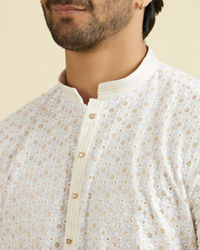 Manyavar Men Elegant White Cotton Kurta Pajama