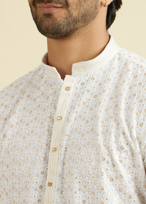 Manyavar Men Elegant White Cotton Kurta Pajama