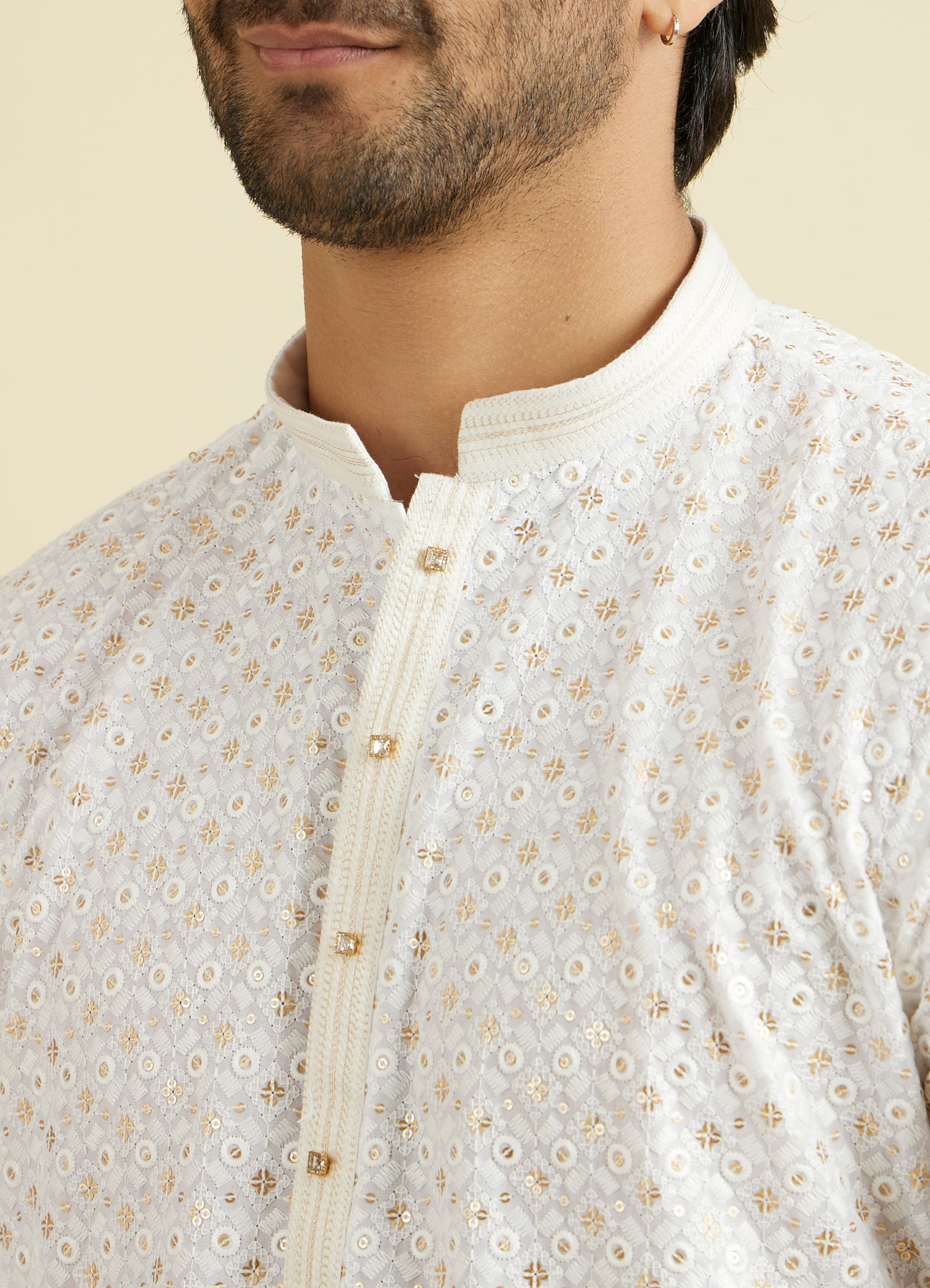 Manyavar Men Elegant White Cotton Kurta Pajama