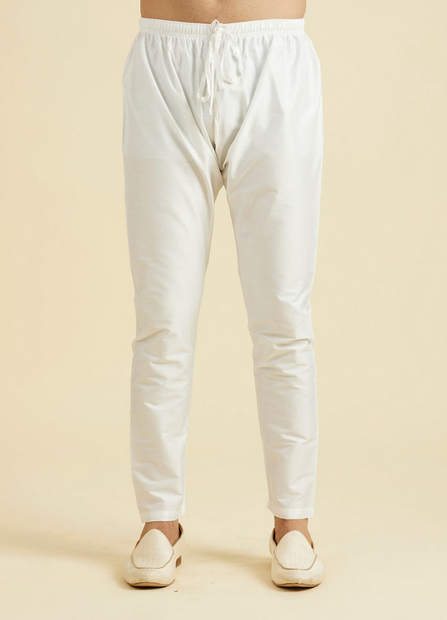 Manyavar Men Elegant White Cotton Kurta Pajama