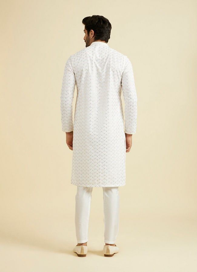 Manyavar Men Elegant White Cotton Kurta Pajama
