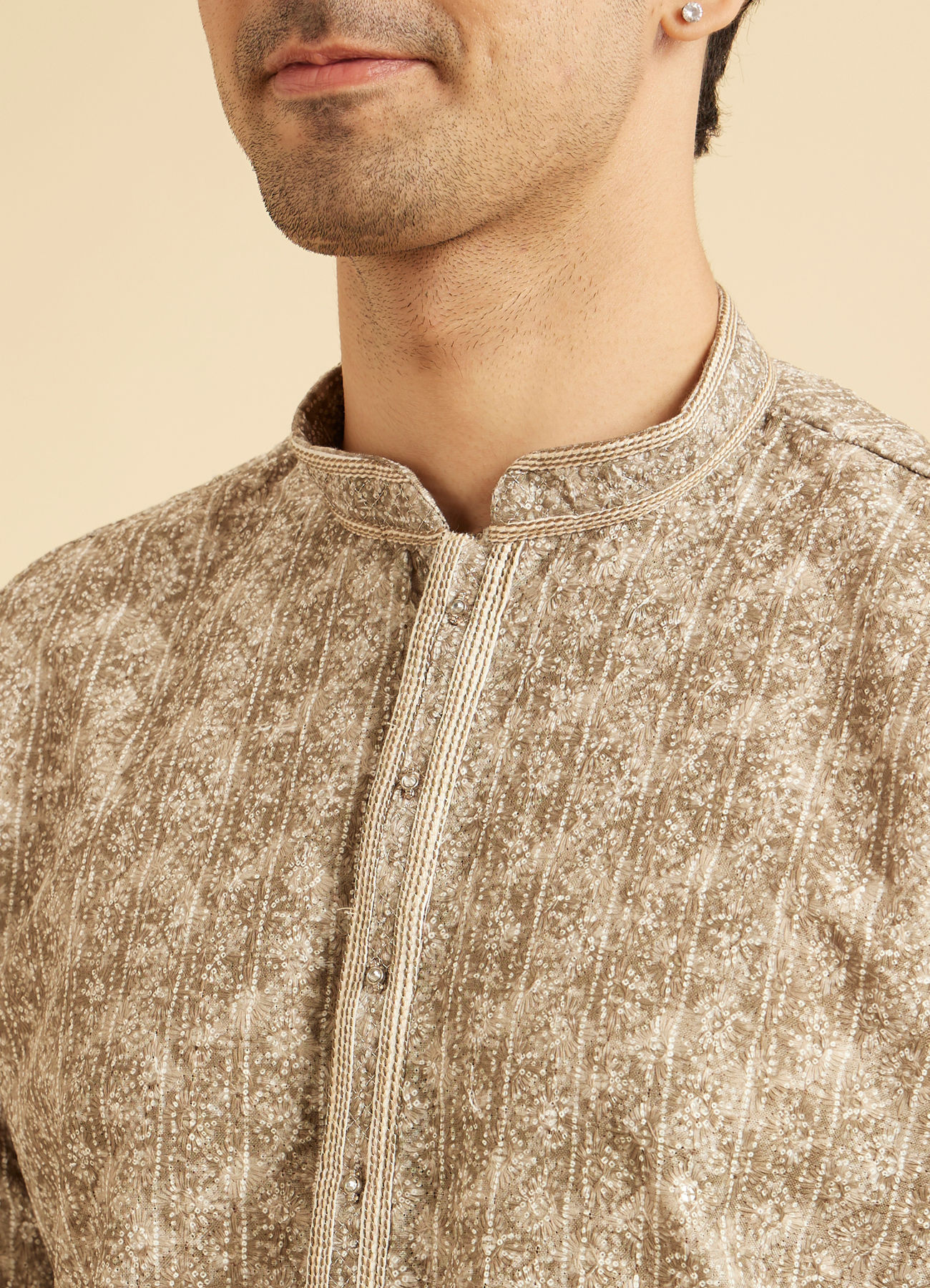 Manyavar Men Olive Green Exquisite Kurta Pajama