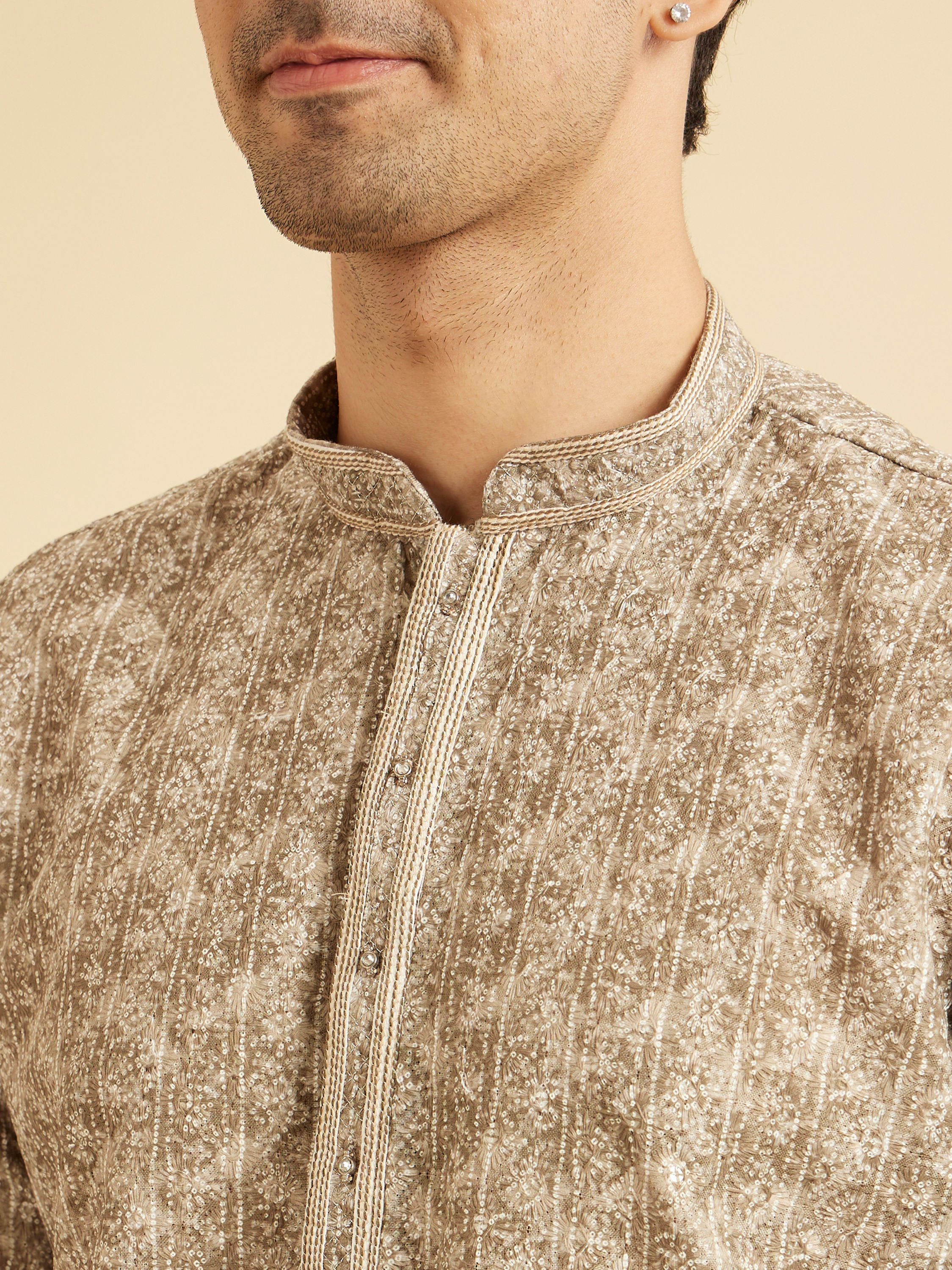 Manyavar Men Olive Green Exquisite Kurta Pajama