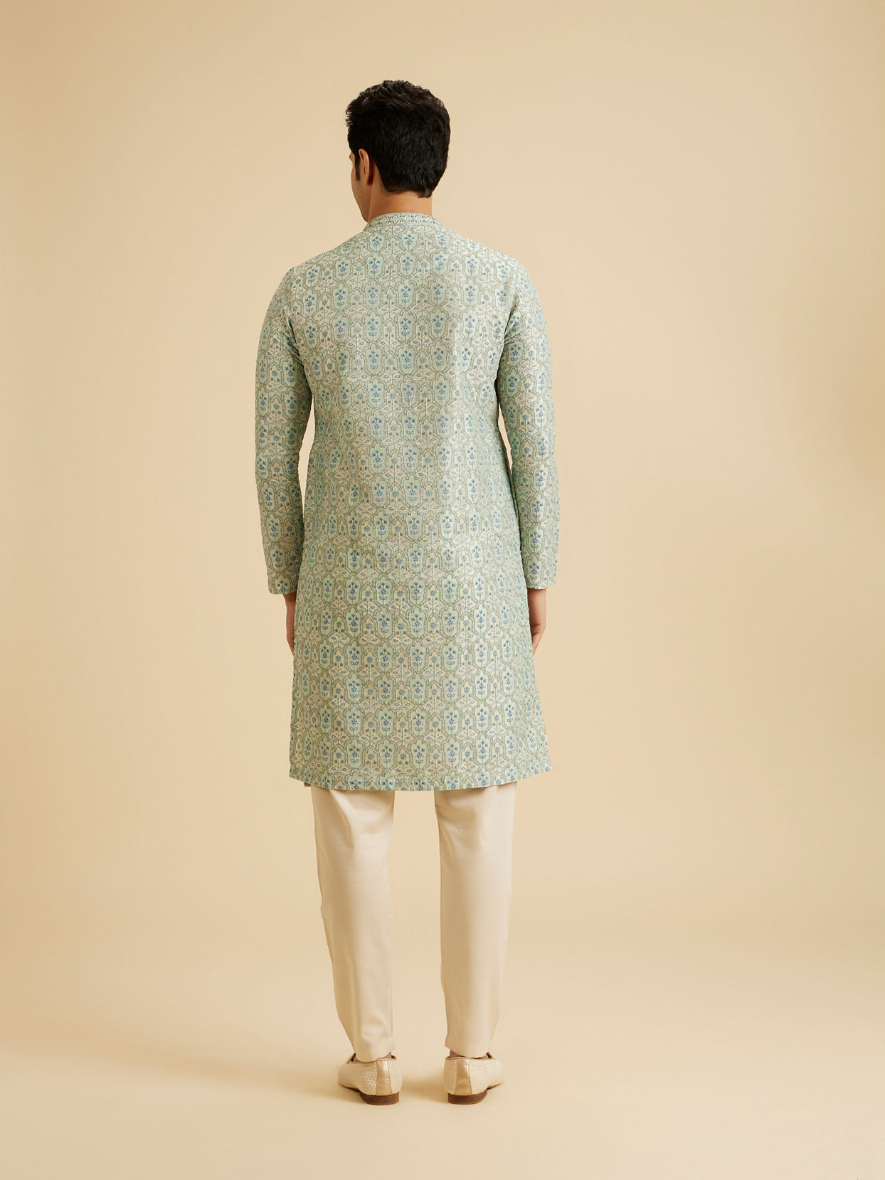 Manyavar Men Light Mid Green Festive Kurta Pajama
